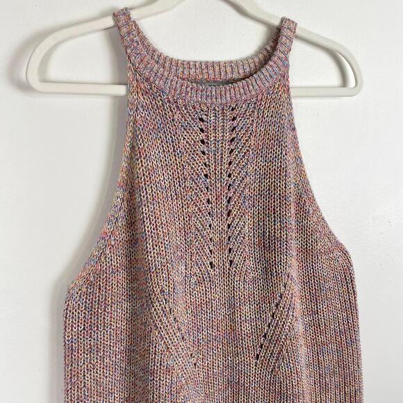 Anthropologie Isla Sweater Tank Size XL Pointelle Knit Halter Rainbow Pastel - Picture 9 of 14